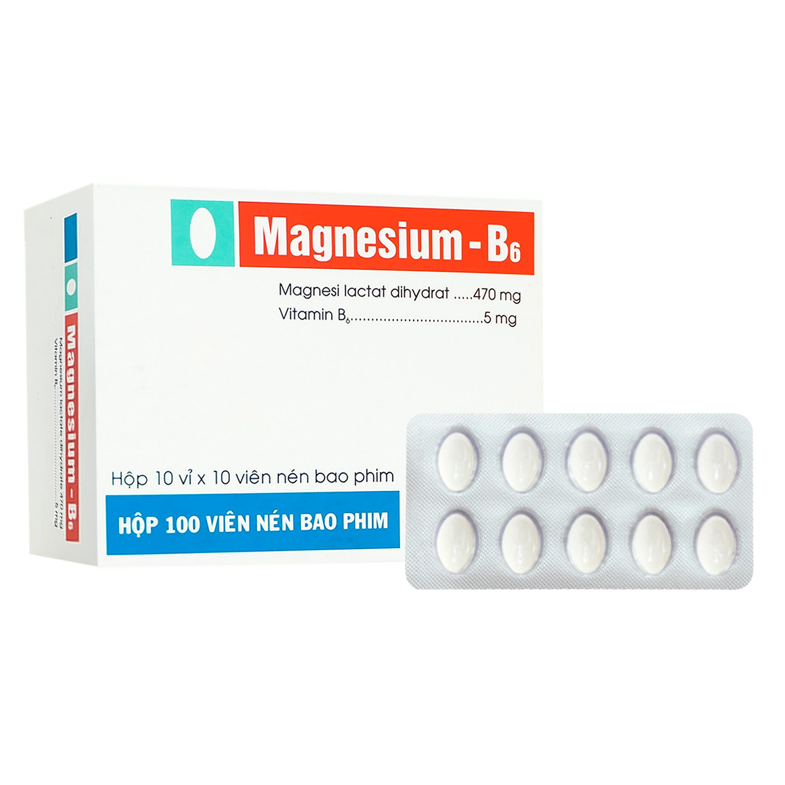 Viên bao phim Magnesium - B6 v/10,h/100